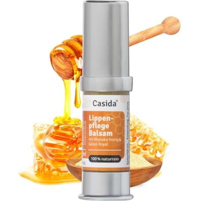 Casida BGZRD labial com mel de Manuka e gelatina real, batom para lábios secos e rachados, 100% natural, vegano, 5 ml Casida BGZRD labial com mel de Manuka e gelatina real, batom para lábios secos e rachados, 100% natural, vegano, 5 ml