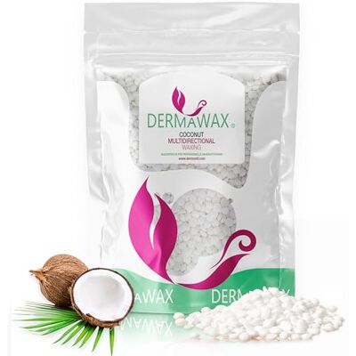 Dermawax Pérolas de cera de depilação profissional de baixa temperatura coco cera sem faixas multidirecional para remoção íntima, facial e corporal Made in Italy- 400 g Dermawax Pérolas de cera de depilação profissional de baixa temperatura coco cera sem faixas multidirecional para remoção íntima, facial e corporal Made in Italy- 400 g