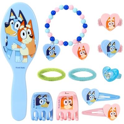 Bluey 11 peças de acessórios para o cabelo para meninas e meninos, clipes de pente e conjunto de beleza Bluey 11 peças de acessórios para o cabelo para meninas e meninos, clipes de pente e conjunto de beleza