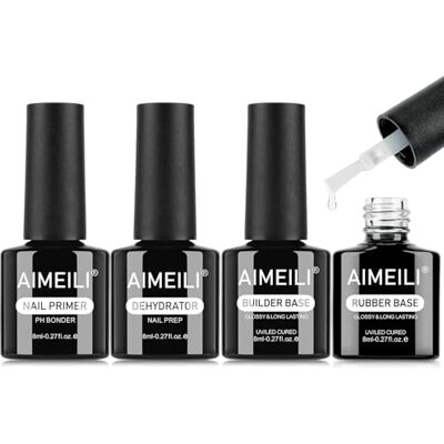 AIMEILI Primer e Desidratador e Base Builder Base de Borracha Gel Set 4 x 8 ml Gel de Unhas Construtor Nail Extensão Nail Kit Soak Off UV/LED Para Manicure Home Salon DIY AIMEILI Primer e Desidratador e Base Builder Base de Borracha Gel Set 4 x 8 ml Gel de Unhas Construtor Nail Extensão Nail Kit Soak Off UV/LED Para Manicure Home Salon DIY