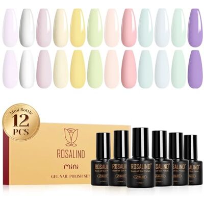 ROSALIND Esmaltes Semipermanentes Macarrão, 12 Cores Pastel Rosa Branco Amarelo Verde Azul Violeta Cores Semipermanentes para Unhas, UV LED Pintauñas Semipermanentes Primavera Verão Manicure Presente ROSALIND Esmaltes Semipermanentes Macarrão, 12 Cores Pastel Rosa Branco Amarelo Verde Azul Violeta Cores Semipermanentes para Unhas, UV LED Pintauñas Semipermanentes Primavera Verão Manicure Presente