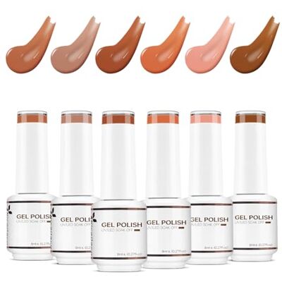 Nicedeco Vernizes semipermanentes para unhas, sem crueldade, UV/LED, Soak-Off, cores vibrantes e duradouras, vegan, 6 x 8 ml, conjunto 13 Nicedeco Vernizes semipermanentes para unhas, sem crueldade, UV/LED, Soak-Off, cores vibrantes e duradouras, vegan, 6 x 8 ml, conjunto 13