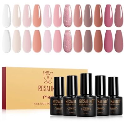 ROSALIND Vernizes semipermanentes, 12 cor geleia transparente nude rosa castanho vernizes semipermanentes para unhas, Soak Off UV/LED Pinta-unhas semi-permanentes para manicure ROSALIND Vernizes semipermanentes, 12 cor geleia transparente nude rosa castanho vernizes semipermanentes para unhas, Soak Off UV/LED Pinta-unhas semi-permanentes para manicure