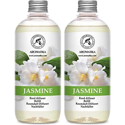 Trust Recarga de difusor conjunto de jasmim 2 x 500 ml, fragrâncias ambientais intensas e duradouras difusor para casa aromaterapia substituição de difusor de cana fragrância para quarto Trust Recarga de difusor conjunto de jasmim 2 x 500 ml, fragrâncias ambientais intensas e duradouras difusor para casa aromaterapia substituição de difusor de cana fragrância para quarto