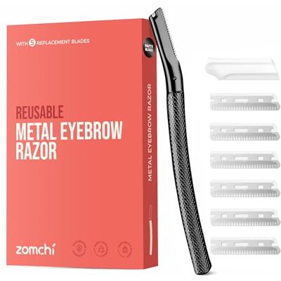 ZOMCHI Lâmina para Sobrancelhas Lâmina Facial para Mulher Olheiras para Sobrancelhas e Ferramenta Facial de Dermaplaning Lâminas Faciais com 6 Lâminas Preto ZOMCHI Lâmina para Sobrancelhas Lâmina Facial para Mulher Olheiras para Sobrancelhas e Ferramenta Facial de Dermaplaning Lâminas Faciais com 6 Lâminas Preto