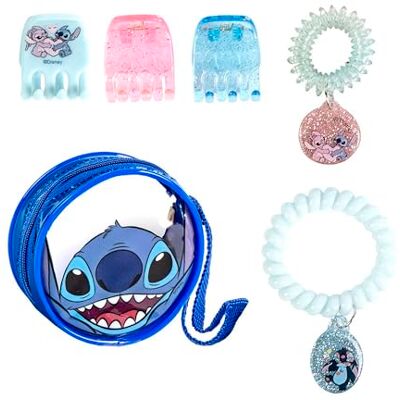 CERDÁ LIFE'S LITTLE MOMENTS Conjunto de beleza de Stitch inclui uma bolsa, 3 pinças de cabelo e 2 pulseiras multicoloridas Ideal para surpreender os seus filhos clipe com Stitch e anjo produto original desenhado em Espanha CERDÁ LIFE'S LITTLE MOMENTS Conjunto de beleza de Stitch inclui uma bolsa, 3 pinças de cabelo e 2 pulseiras multicoloridas Ideal para surpreender os seus filhos clipe com Stitch e anjo produto original desenhado em Espanha