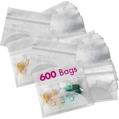 MEDca Sacos para comprimidos (embalagem de 600) 3 x 2,75 " sem BPA, saco de polietileno descartável com fecho para comprimidos, sacos de armazenamento para organizador de medicamentos de viagem diária MEDca Sacos para comprimidos (embalagem de 600) 3 x 2,75 " sem BPA, saco de polietileno descartável com fecho para comprimidos, sacos de armazenamento para organizador de medicamentos de viagem diária