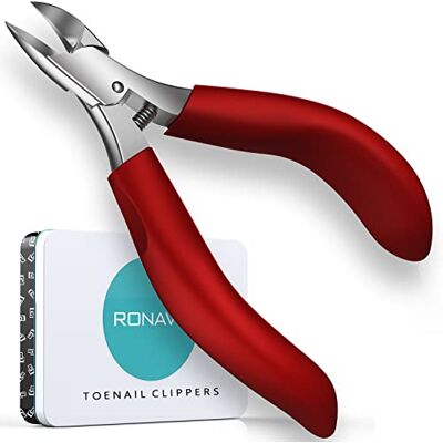 RONAVO Unha corta-unhas para idosos, ideal para unhas grossas e fungias de pés, com cabo longo. Embalagem requintada em caixa de ferro (vermelho) RONAVO Unha corta-unhas para idosos, ideal para unhas grossas e fungias de pés, com cabo longo. Embalagem requintada em caixa de ferro (vermelho)