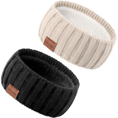 DRESHOW Diadema de Malha Aquecida para Mulher, Aquecedores de Orelhas de Inverno, Elásticos, Diademas de Crochê, Bandas Grossas com Forro Polar para Cabelo de Lã DRESHOW Diadema de Malha Aquecida para Mulher, Aquecedores de Orelhas de Inverno, Elásticos, Diademas de Crochê, Bandas Grossas com Forro Polar para Cabelo de Lã