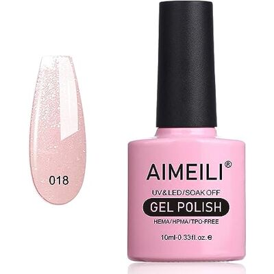 AIMEILI Vernizes semipermanentes para unhas, removíveis, UV e LED, Sparkle Grapefruit (018), 10ml AIMEILI Vernizes semipermanentes para unhas, removíveis, UV e LED, Sparkle Grapefruit (018), 10ml