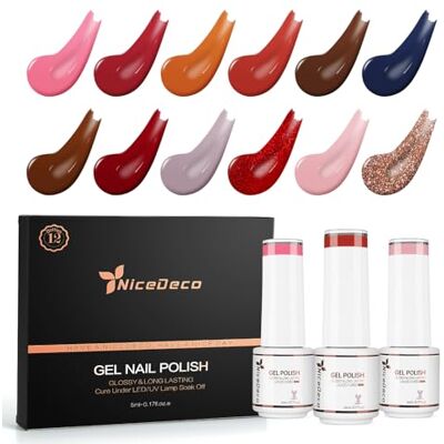 Nicedeco Vernizes Semipermanentes Para Unhas, Nail Art Manicure Pedicura Design para Salão Casa DIY Sem Crueldade UV/LED Soak-Off Cores Vibrantes e Duradouras Vegano, 12 x 5ML SET 5 Nicedeco Vernizes Semipermanentes Para Unhas, Nail Art Manicure Pedicura Design para Salão Casa DIY Sem Crueldade UV/LED Soak-Off Cores Vibrantes e Duradouras Vegano, 12 x 5ML SET 5