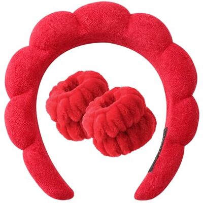 DRESHOW Diadema Spa para Lavar o Rosto Conjunto de Pulseiras Esponja de Encaracolado Suave Maquiagem Cuidado com a Pele Diadema Antiderrapante para Mulher DRESHOW Diadema Spa para Lavar o Rosto Conjunto de Pulseiras Esponja de Encaracolado Suave Maquiagem Cuidado com a Pele Diadema Antiderrapante para Mulher