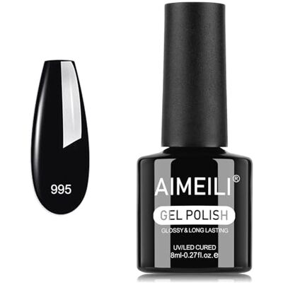 AIMEILI Esmalte semipermanente gel UV para unhas preto 8 ml gel de unhas Soak Off para manicure brilho e duradoura aplicação com lâmpada UV/LED ideal Nail Art Salon Home DIY, 995 AIMEILI Esmalte semipermanente gel UV para unhas preto 8 ml gel de unhas Soak Off para manicure brilho e duradoura aplicação com lâmpada UV/LED ideal Nail Art Salon Home DIY, 995
