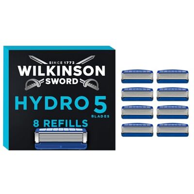 Wilkinson Sword Hydro 5 Skin Protection Regular Recargas de lâminas de barbear para homem, azul, 8 unidades Wilkinson Sword Hydro 5 Skin Protection Regular Recargas de lâminas de barbear para homem, azul, 8 unidades