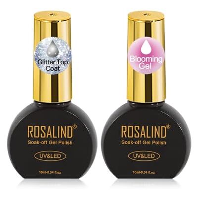 ROSALIND Blooming gel esmalte semipermanente, Blooming pinta-unhas gel o efeito de espalhamento com purpurina top coat para decoração de unhas ROSALIND Blooming gel esmalte semipermanente, Blooming pinta-unhas gel o efeito de espalhamento com purpurina top coat para decoração de unhas