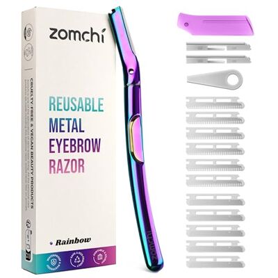 ZOMCHI Lâmina de dermaplaning, lâmina de barbear facial e de sobrancelha premium, ferramenta de dermaplaning com cabo de metal, remove pelos faciais, esfolia a pele, 11 lâminas (Arco-íris) ZOMCHI Lâmina de dermaplaning, lâmina de barbear facial e de sobrancelha premium, ferramenta de dermaplaning com cabo de metal, remove pelos faciais, esfolia a pele, 11 lâminas (Arco-íris)