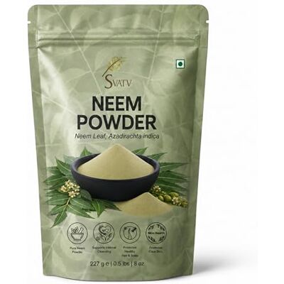 SVATV Pó de Neem Azadirachta indiana Neem Powder Pó de folha de Neem Cuidados com a pele cabelo mais saudável e mais grosso Tamanho: 227 g SVATV Pó de Neem Azadirachta indiana Neem Powder Pó de folha de Neem Cuidados com a pele cabelo mais saudável e mais grosso Tamanho: 227 g
