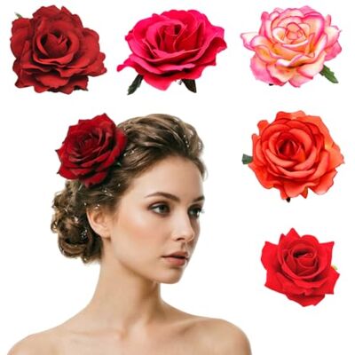 DRESHOW 5 peças flor broche adorno de cabeça namorada mulher flor de rosa acessórios para o cabelo pinça de cabelo de casamento bailarina de flamingo DRESHOW 5 peças flor broche adorno de cabeça namorada mulher flor de rosa acessórios para o cabelo pinça de cabelo de casamento bailarina de flamingo