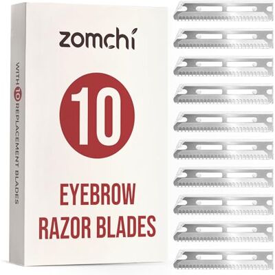 ZOMCHI Lâminas para máquina de sobrancelhas, 10 peças sobressalentes de aço inoxidável ZOMCHI Lâminas para máquina de sobrancelhas, 10 peças sobressalentes de aço inoxidável