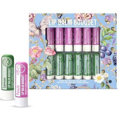 Beauty4Britain Conjunto de 12 balões batons de luxo buquê 12 fragrâncias diferentes unissexo protege & repara hidratante enriquecido com cera de abelhas, óleo de coco, manteiga de karité Beauty4Britain Conjunto de 12 balões batons de luxo buquê 12 fragrâncias diferentes unissexo protege & repara hidratante enriquecido com cera de abelhas, óleo de coco, manteiga de karité