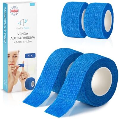 Health Press ® Venda autocolante para os dedos 4 rolos azuis (2,5 cm x 4,5 m) Faixa elástica para os dedos Venda para os dedos resistente ao pó, gordura e sujidade Health Press ® Venda autocolante para os dedos 4 rolos azuis (2,5 cm x 4,5 m) Faixa elástica para os dedos Venda para os dedos resistente ao pó, gordura e sujidade