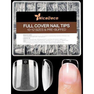 Nicedeco Unhas postiças de gel falsas Nails, 504 peças, 12 tamanhos, forma curta, quadrada, dicas, pré-formadas, macias, cobertura completa para extensões de gel Press on Nails 011 Nicedeco Unhas postiças de gel falsas Nails, 504 peças, 12 tamanhos, forma curta, quadrada, dicas, pré-formadas, macias, cobertura completa para extensões de gel Press on Nails 011