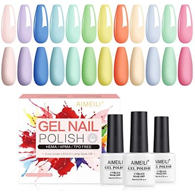 AIMEILI Esmaltes Semipermanentes Pastel para Unhas Verão em Gel UV LED, Kit de Vernizes de Unhas UV LED Verniz Permanente Soak Off 12 Cores 8ml Conjunto 9 AIMEILI Esmaltes Semipermanentes Pastel para Unhas Verão em Gel UV LED, Kit de Vernizes de Unhas UV LED Verniz Permanente Soak Off 12 Cores 8ml Conjunto 9