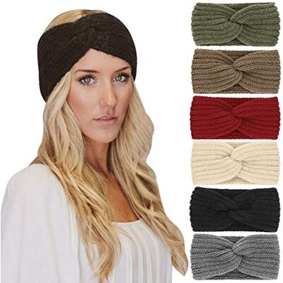 DRESHOW 6 Peças Bandolete Mulher Inverno Diadema Cabeça Larga Cabelo Turbante Banda Acessório Cabelo para Mulher Meninas DRESHOW 6 Peças Bandolete Mulher Inverno Diadema Cabeça Larga Cabelo Turbante Banda Acessório Cabelo para Mulher Meninas