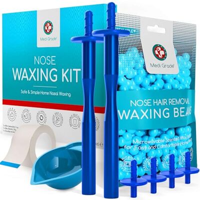 Medi Grade Kit de depilação do nariz 50g Remove pelos do nariz de forma segura e fácil com Removedor de pelos do nariz com 2 palitos de metal reutilizáveis, 26 aplicadores, tigela para microondas Medi Grade Kit de depilação do nariz 50g Remove pelos do nariz de forma segura e fácil com Removedor de pelos do nariz com 2 palitos de metal reutilizáveis, 26 aplicadores, tigela para microondas