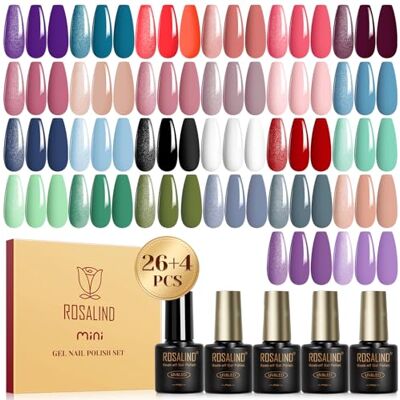 ROSALIND Esmaltes Semipermanentes para Unhas, 30 Peças Cores Púrpura Rosa Azul Verde Cinza Preto Branco Vermelho Esmaltes Semipermanentes, UV/LED Pintauñas Semipermanentes Nail Art Manicure Presente ROSALIND Esmaltes Semipermanentes para Unhas, 30 Peças Cores Púrpura Rosa Azul Verde Cinza Preto Branco Vermelho Esmaltes Semipermanentes, UV/LED Pintauñas Semipermanentes Nail Art Manicure Presente