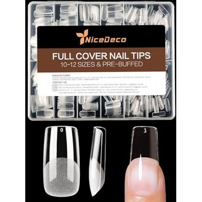 Nicedeco Unhas postiças de gel falsas Nails, 504 peças, 12 tamanhos quadrados meias soft gel dicas pré-gravadas acabamento mate Full Cover transparentes kit acrílico para extensões 018 Nicedeco Unhas postiças de gel falsas Nails, 504 peças, 12 tamanhos quadrados meias soft gel dicas pré-gravadas acabamento mate Full Cover transparentes kit acrílico para extensões 018