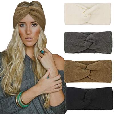DRESHOW 4 Peças Bandolete Mulher Inverno Bandolete Cabeça Larga Cabelo Turbante Banda Acessório Cabelo para Mulher DRESHOW 4 Peças Bandolete Mulher Inverno Bandolete Cabeça Larga Cabelo Turbante Banda Acessório Cabelo para Mulher