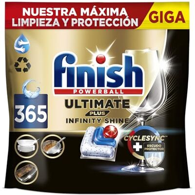 Finish Ultimate Plus Infinity Shine, pastilhas para máquina de lavar louça, limpeza intensiva, brilho diamante proteção louça, 365 comprimidos Finish Ultimate Plus Infinity Shine, pastilhas para máquina de lavar louça, limpeza intensiva, brilho diamante proteção louça, 365 comprimidos