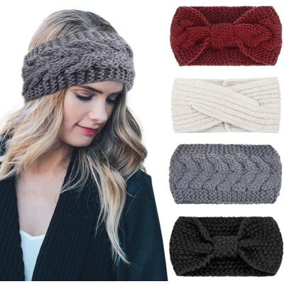 DRESHOW 4 peças diadema mulher inverno diadema cabeça largas cabelo turbante faixa acessório cabelo para mulher DRESHOW 4 peças diadema mulher inverno diadema cabeça largas cabelo turbante faixa acessório cabelo para mulher