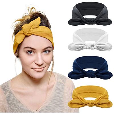 DRESHOW 4 peças diadema para mulher turbante boémia elástico fita faixa de cabelo faixa de cabeça acessórios para o cabelo, 4 Pacote de Rabbit Ear C, 1 unidade (embalagem de 4) DRESHOW 4 peças diadema para mulher turbante boémia elástico fita faixa de cabelo faixa de cabeça acessórios para o cabelo, 4 Pacote de Rabbit Ear C, 1 unidade (embalagem de 4)