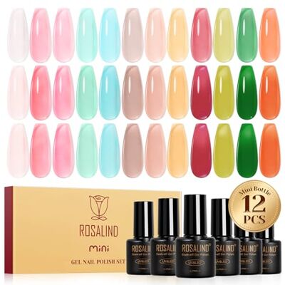 ROSALIND Vernizes Semipermanentes Jelly, 12 Cores Rosa Verde Azul Castanho Vermelho Jelly Transparente Vernizes Semipermanentes Para Unhas, Soak Off Mini UV/LED Vernizes Semipermanentes Para Manicure ROSALIND Vernizes Semipermanentes Jelly, 12 Cores Rosa Verde Azul Castanho Vermelho Jelly Transparente Vernizes Semipermanentes Para Unhas, Soak Off Mini UV/LED Vernizes Semipermanentes Para Manicure