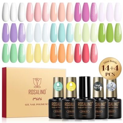 ROSALIND Vernizes semipermanentes para unhas, 18 peças pastel branco rosa nude roxo azul verde laranja cores esmaltes semipermanentes, UV LED pinturas de unhas semipermanentes Nail Art Manicure ROSALIND Vernizes semipermanentes para unhas, 18 peças pastel branco rosa nude roxo azul verde laranja cores esmaltes semipermanentes, UV LED pinturas de unhas semipermanentes Nail Art Manicure