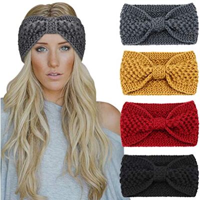 DRESHOW 4 Peças Bandolete Mulher Inverno Diadema Cabeça Larga Cabelo Turbante Banda Acessório Cabelo para Mulher DRESHOW 4 Peças Bandolete Mulher Inverno Diadema Cabeça Larga Cabelo Turbante Banda Acessório Cabelo para Mulher