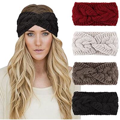 DRESHOW 4 Peças Bandolete Mulher Inverno Diadema Cabeça Larga Cabelo Turbante Banda Acessório Cabelo para Mulher DRESHOW 4 Peças Bandolete Mulher Inverno Diadema Cabeça Larga Cabelo Turbante Banda Acessório Cabelo para Mulher