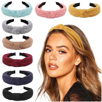 DRESHOW 8 peças faixas de cabelo largas diadema para mulher elástica turbante diadema de nó bandas diadema para mulheres para mulheres DRESHOW 8 peças faixas de cabelo largas diadema para mulher elástica turbante diadema de nó bandas diadema para mulheres para mulheres