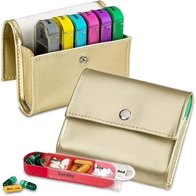 MEDca Organizador semanal de comprimidos de viagem (embalagem de 2). Lembrete para 7 dias por semana. MEDca Organizador semanal de comprimidos de viagem (embalagem de 2). Lembrete para 7 dias por semana.