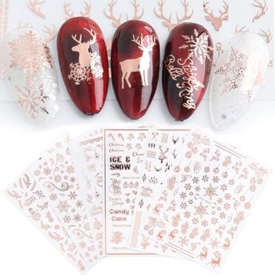 jmeowio 9 Folhas Autoadesivas Adesivos Para Unhas Natal Ouro Rosa Flocos de Neve Nail Art Adesivos Decoração de Natal jmeowio 9 Folhas Autoadesivas Adesivos Para Unhas Natal Ouro Rosa Flocos de Neve Nail Art Adesivos Decoração de Natal