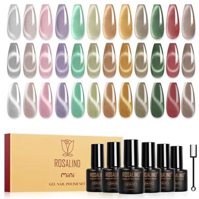 ROSALIND Esmaltes semipermanentes, olho de gato, 12 cores rosa púrpura verde castanho vermelho pintar unhas semipermanentes, vidro Jelly Cat Eye gel magnético, mini UV/LED verniz de unhas magnético ROSALIND Esmaltes semipermanentes, olho de gato, 12 cores rosa púrpura verde castanho vermelho pintar unhas semipermanentes, vidro Jelly Cat Eye gel magnético, mini UV/LED verniz de unhas magnético
