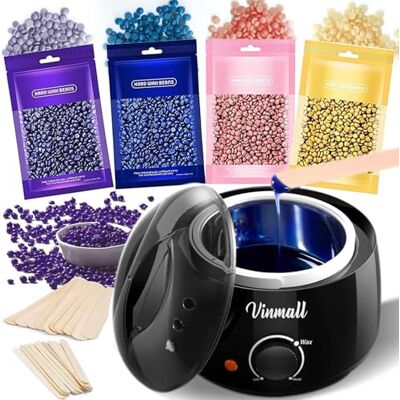 Vinmall Aquecedor de cera de depilação máquina de cera quente aquecedor cera depilação, 400 g cera depilação, 30 palhetas para todos os tipos de cabelo, sobrancelhas, faciais, biquíni, para homem e mulher Vinmall Aquecedor de cera de depilação máquina de cera quente aquecedor cera depilação, 400 g cera depilação, 30 palhetas para todos os tipos de cabelo, sobrancelhas, faciais, biquíni, para homem e mulher