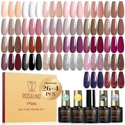 ROSALIND Vernizes semipermanentes para unhas, 30 peças, branco castanho roxo aveia cores esmalte semipermanente, UV/LED Pinta-unhas semipermanentes Glitter outono inverno manicure presente ROSALIND Vernizes semipermanentes para unhas, 30 peças, branco castanho roxo aveia cores esmalte semipermanente, UV/LED Pinta-unhas semipermanentes Glitter outono inverno manicure presente