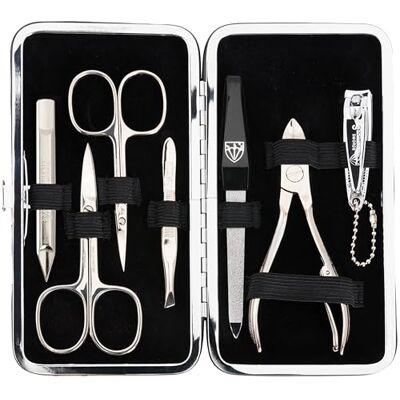 Drei Schwerter Três espadas Exclusivo 7 teiliges de acessórios para manicure e pedicure cuidados com as unhas-Set/estojo para cartões de Qualidade Fabricado em Solingen (000651) Drei Schwerter Três espadas Exclusivo 7 teiliges de acessórios para manicure e pedicure cuidados com as unhas-Set/estojo para cartões de Qualidade Fabricado em Solingen (000651)