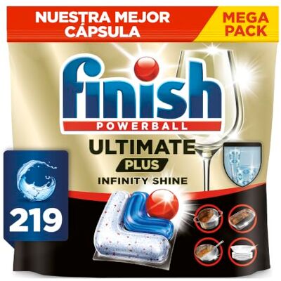 Finish Ultimate Plus Infinity Shine. Comprimidos para máquina de lavar louça. Limpeza intensiva. brilho diamante + proteção louça. 219 Pastilhas Finish Ultimate Plus Infinity Shine. Comprimidos para máquina de lavar louça. Limpeza intensiva. brilho diamante + proteção louça. 219 Pastilhas