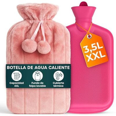 volila Saco de água quente, formato XXL, 3,5 L 1 saco de água quente grande de cor rosa saco de água com capa de cabelo sintético, perfeito para aliviar a dor ideia presente para o Natal volila Saco de água quente, formato XXL, 3,5 L 1 saco de água quente grande de cor rosa saco de água com capa de cabelo sintético, perfeito para aliviar a dor ideia presente para o Natal