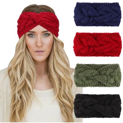 DRESHOW 4 Peças Bandolete Mulher Inverno Diadema Cabeça Larga Cabelo Turbante Banda Acessório Cabelo para Mulher DRESHOW 4 Peças Bandolete Mulher Inverno Diadema Cabeça Larga Cabelo Turbante Banda Acessório Cabelo para Mulher