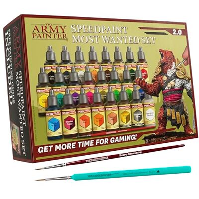 The Army Painter , Speedpaint Most Wanted Set 2,0 Combo, 24 x 18 ml Tintas acrílicas de modelismo, incl. 1 pincel base e 1 pincel Dipit The Army Painter , Speedpaint Most Wanted Set 2,0 Combo, 24 x 18 ml Tintas acrílicas de modelismo, incl. 1 pincel base e 1 pincel Dipit